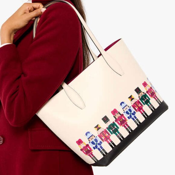 kate spade Oh What Fun Nutcracker Small Leather Tote with Zip Wristlet Set NWT - Picture 4 of 7
